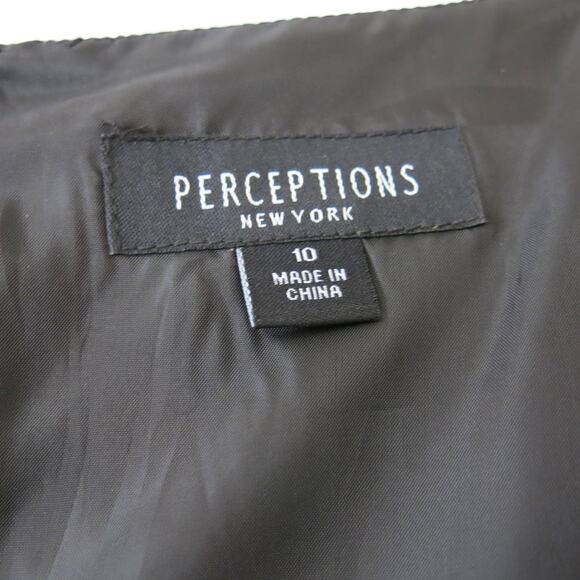 PERCEPTIONS Dress Size 10 Sleeveless Pleats Mid Length Black Multicolor Floral - Picture 7 of 7